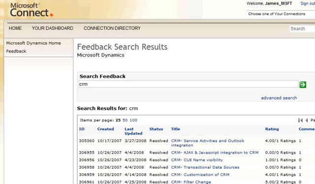 Microsoft Connect Developer Portal (2008)